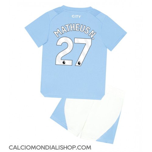 Maglie da calcio Manchester City Matheus Nunes #27 Prima Maglia Bambino 2023-24 Manica Corta (+ Pantaloni corti)